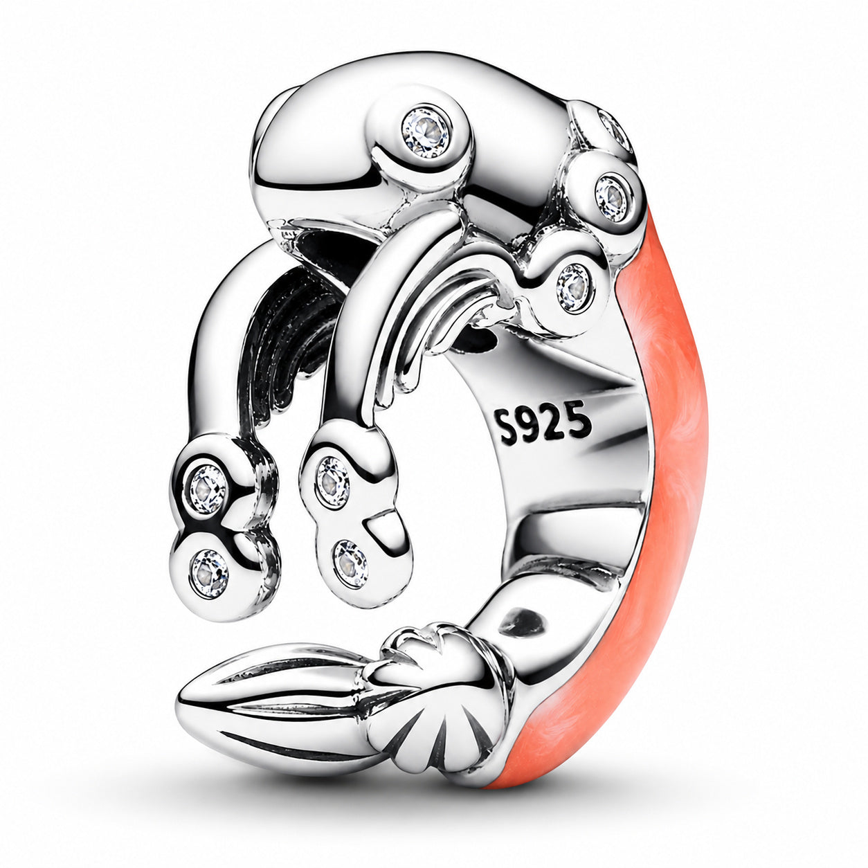 Pink Shrimp Charm Hallmarked S925 Sterling Silver