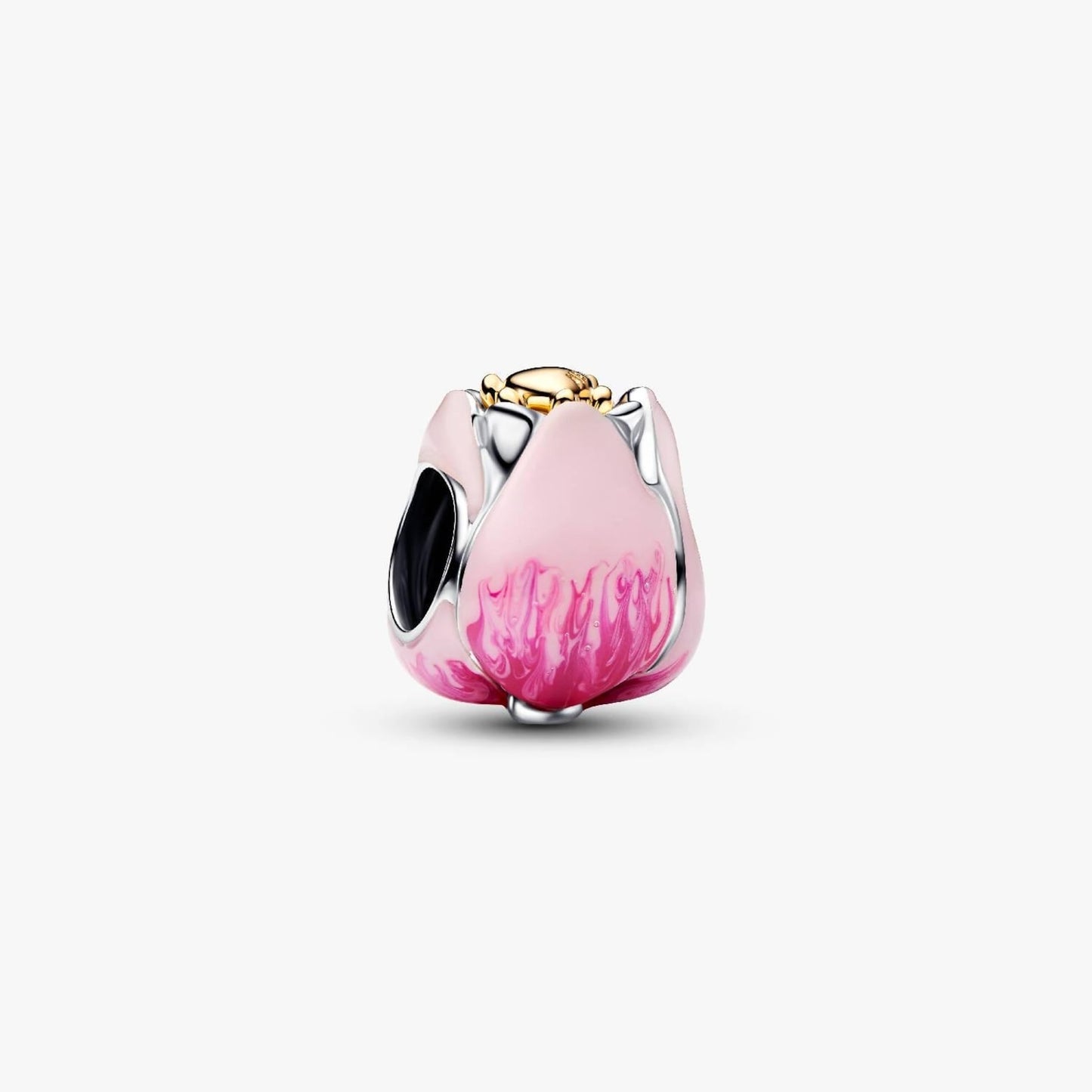 Pink Tulip Charm Hallmarked S925 Sterling Silver