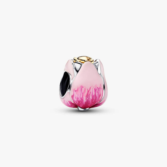 Pink Tulip Charm Hallmarked S925 Sterling Silver