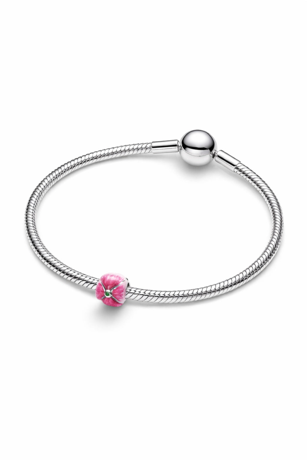 Pink Tulip Charm Hallmarked S925 Sterling Silver