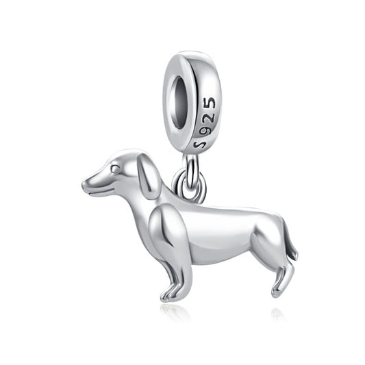 Polished Dachshund Dog Charm Hallmarked S925 Sterling Silver