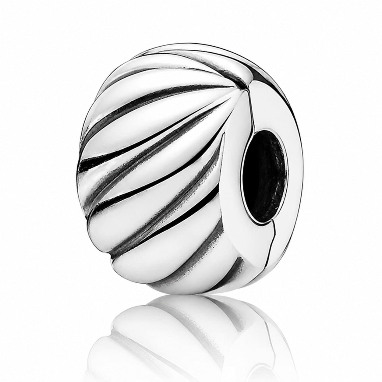 Polished Feathered Clip Charm Hallmarked S925 Sterling Silver