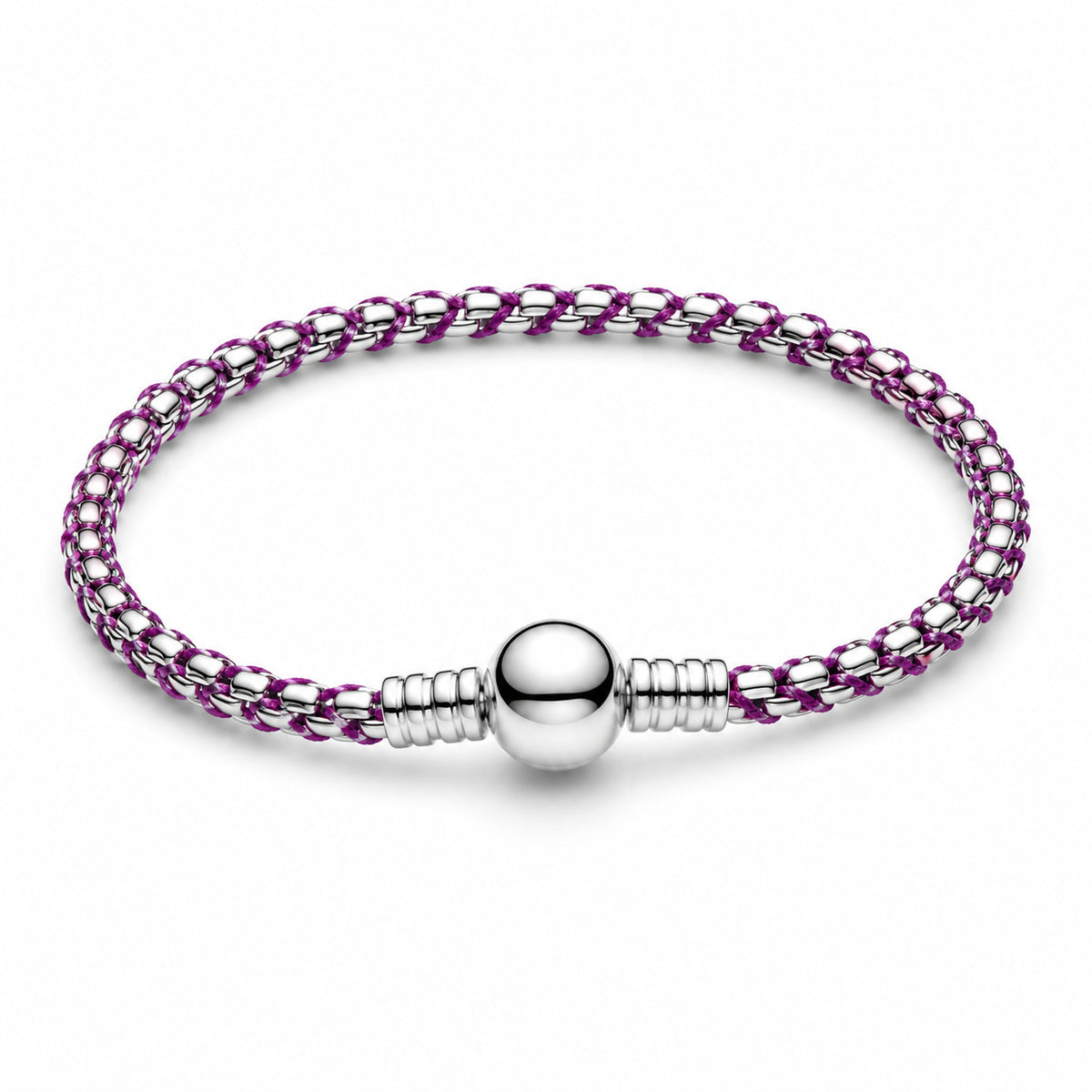 Purple Cord Box Chain Charm Bracelet