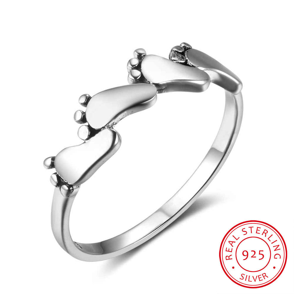 Baby child feet Sterling Silver Ring