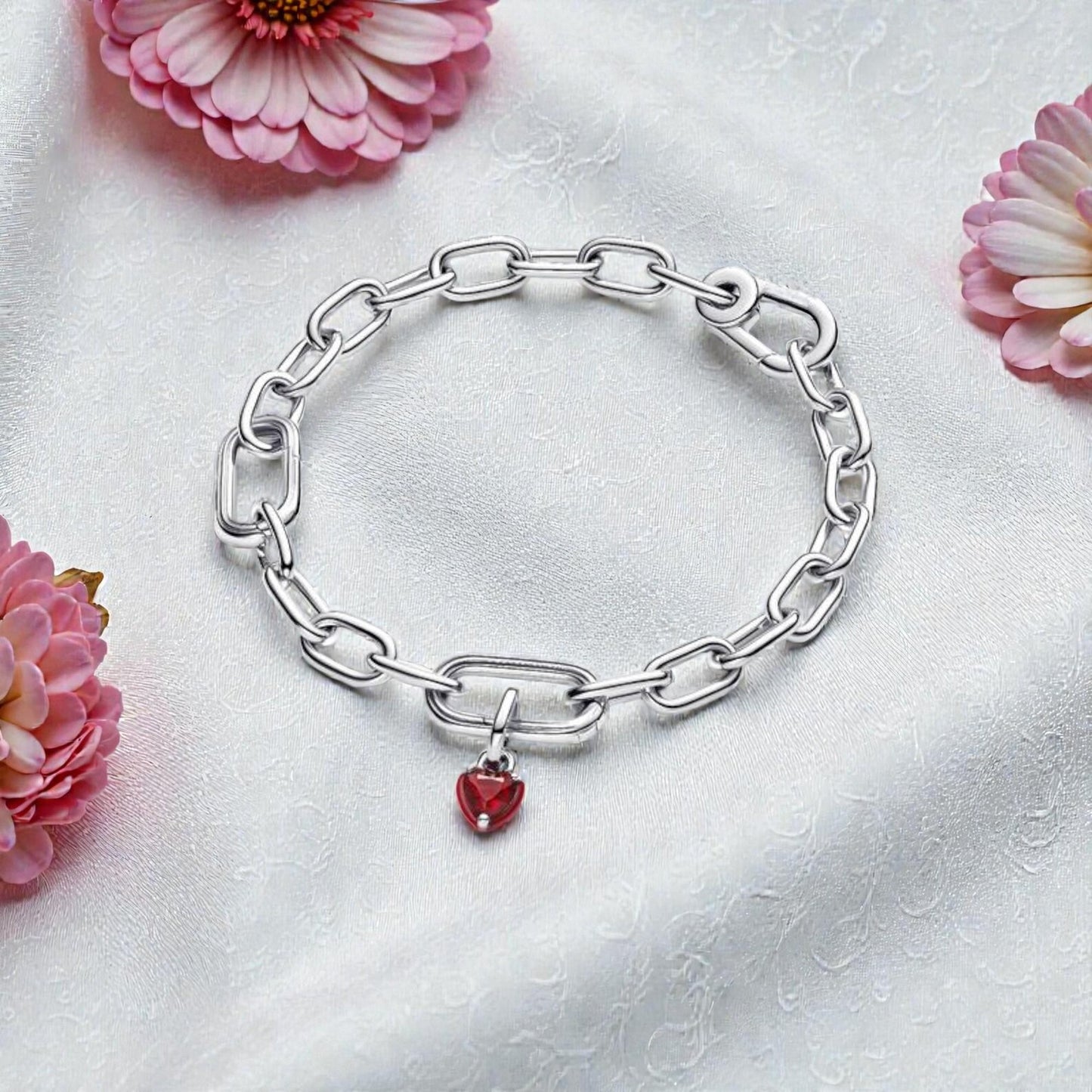 Red Chakra Heart Mini Dangle Charm Hallmarked S925 Sterling Silver