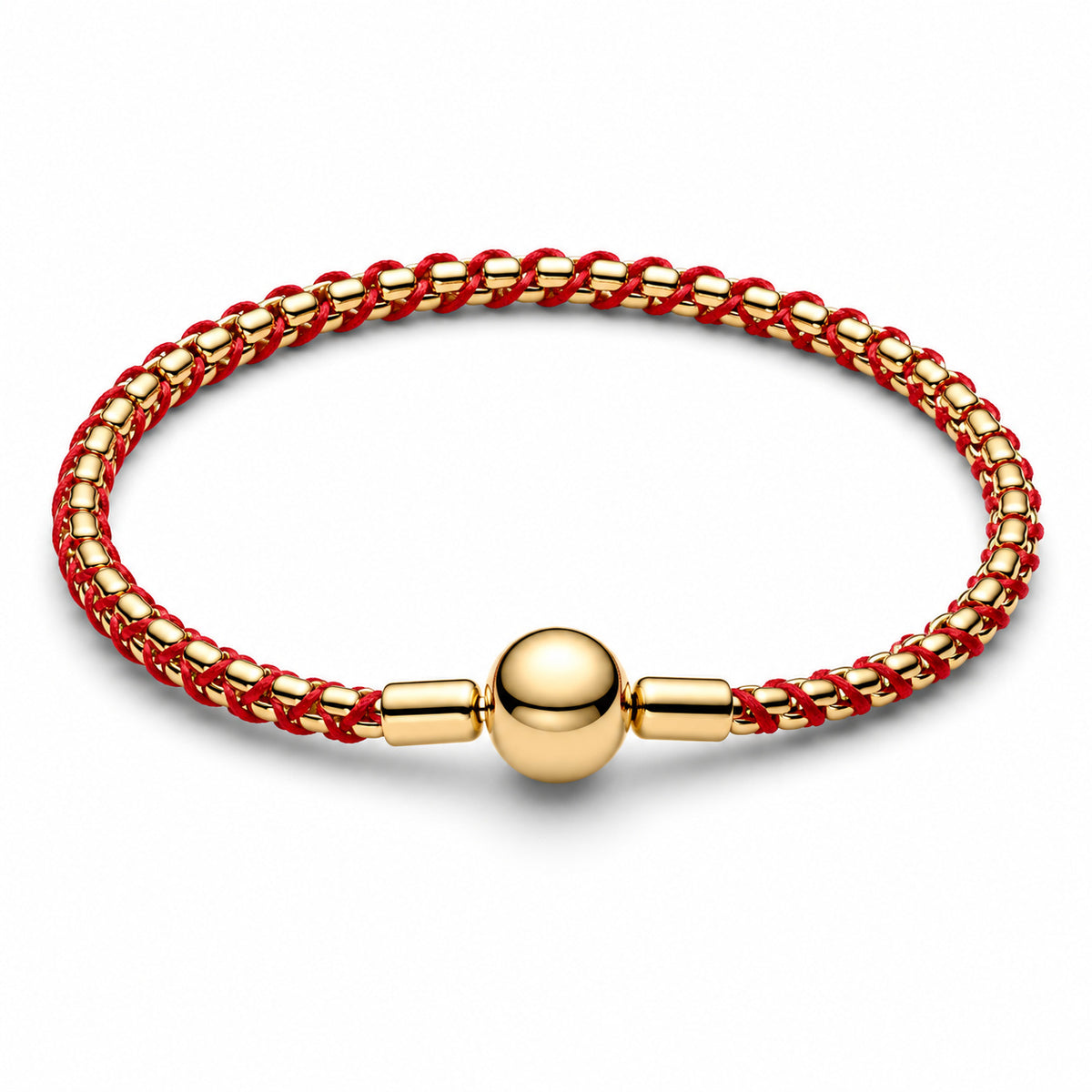 Red Cord Box Chain Charm Bracelet
