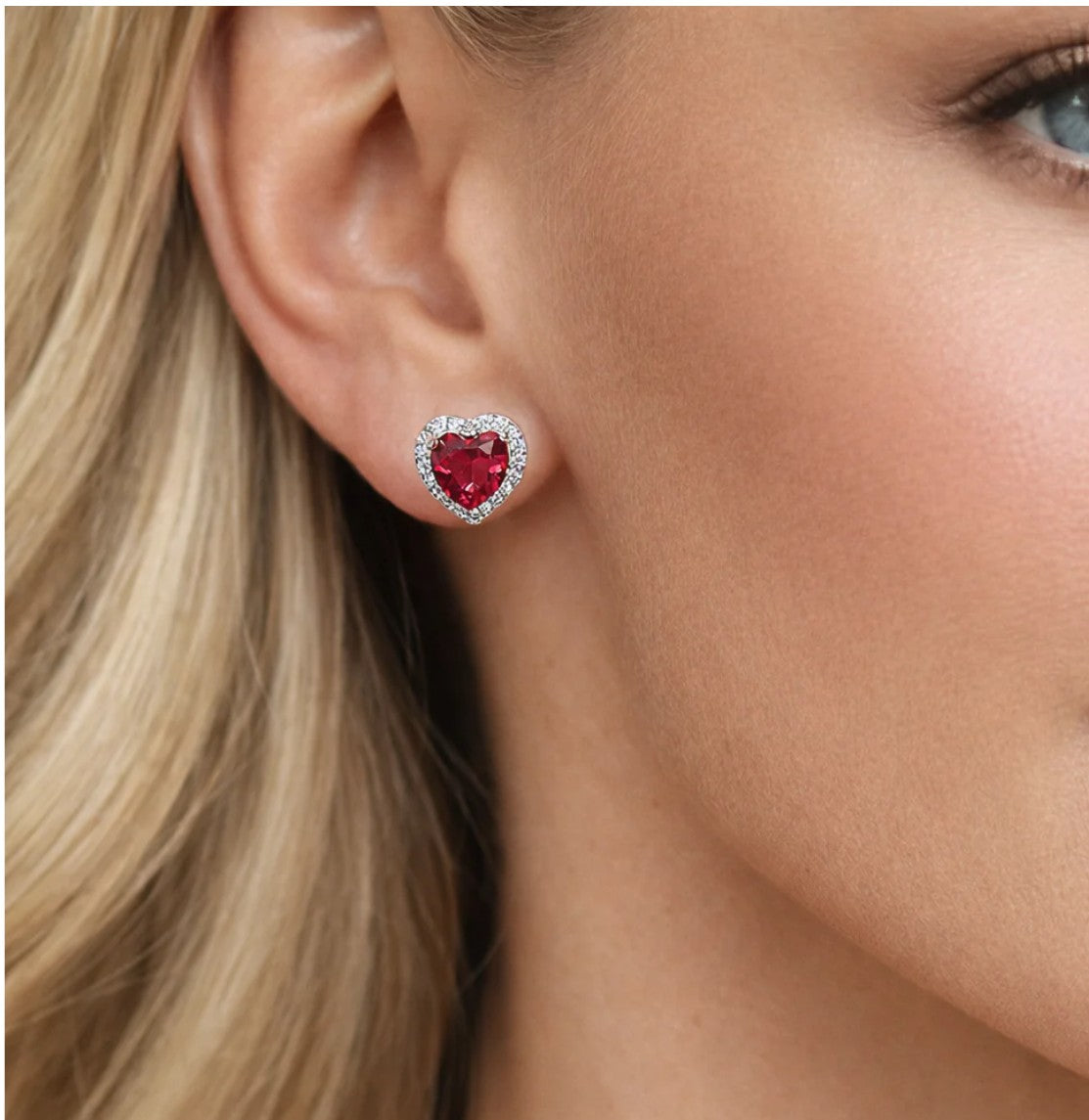Red Heart Stud Earrings