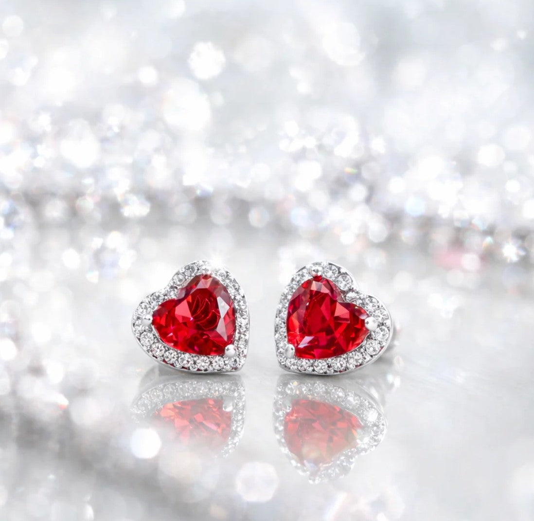 Red Heart Stud Earrings