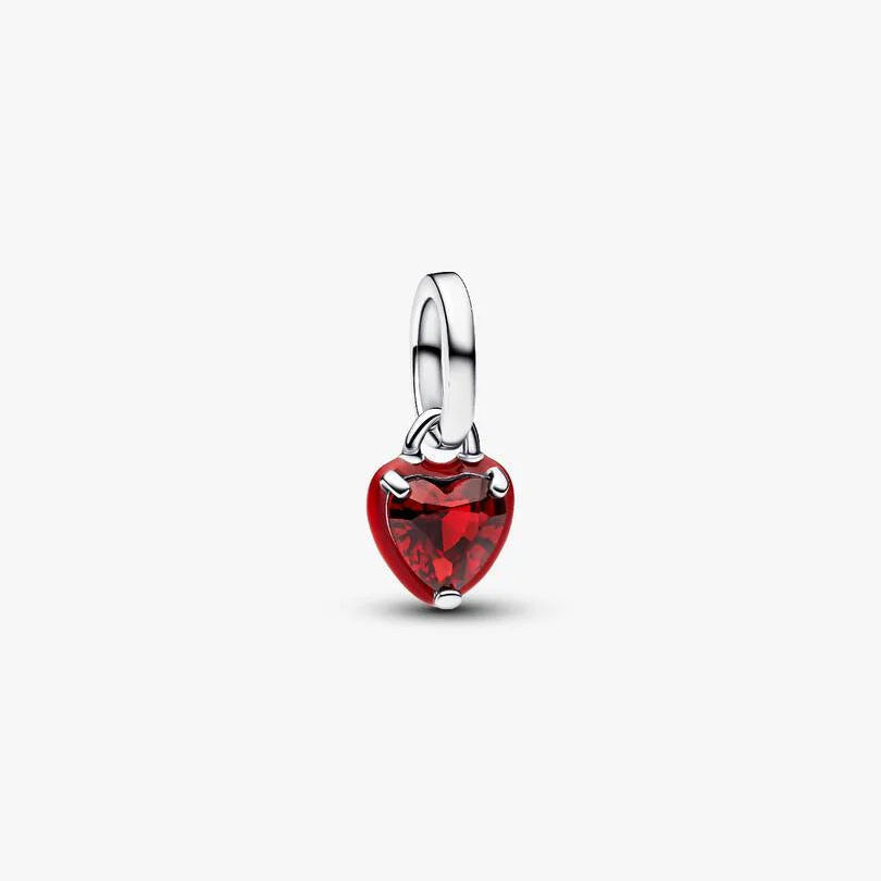 Red Chakra Heart Mini Dangle Charm Hallmarked S925 Sterling Silver