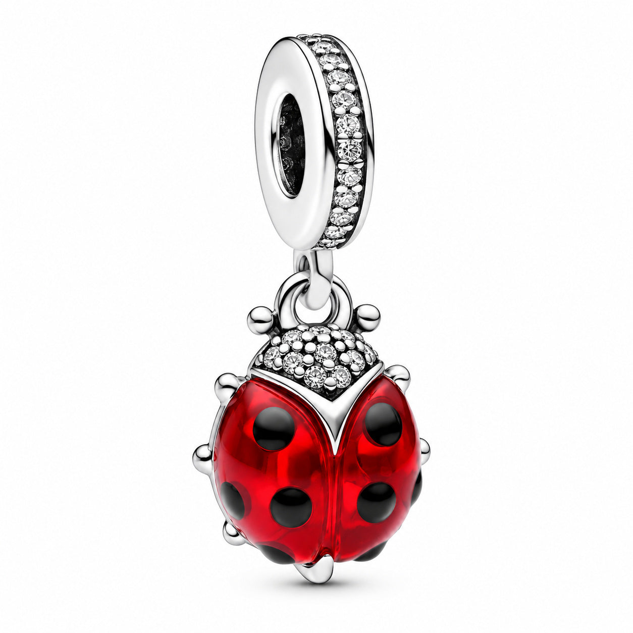 Red Ladybird Dangle Charm S925 Sterling Silver