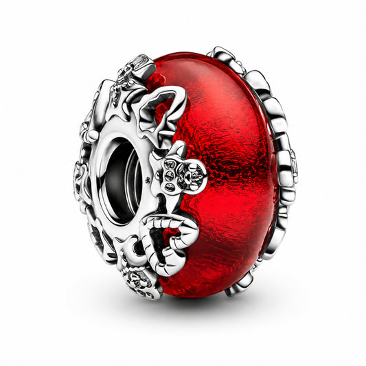 Red Magic Murano Glass Charm S925 Sterling Silver