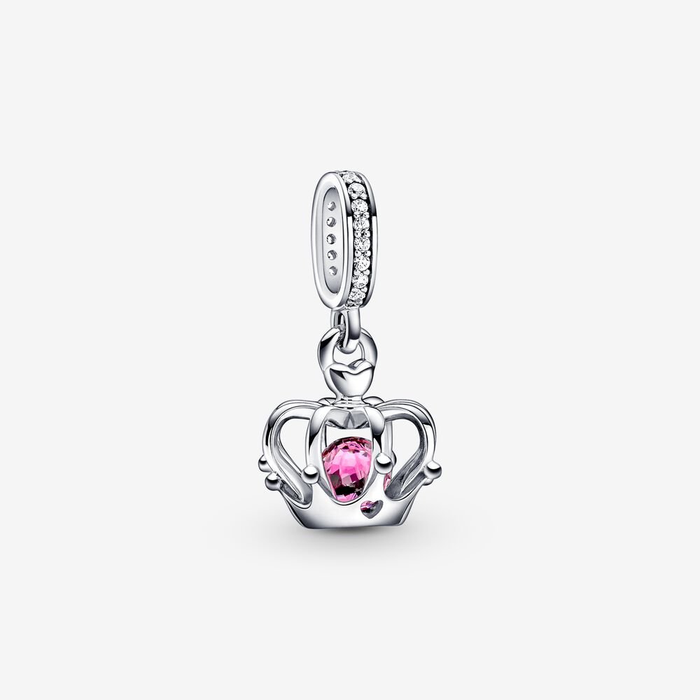 Regal Crown Dangle Charm Hallmarked S925 Sterling Silver