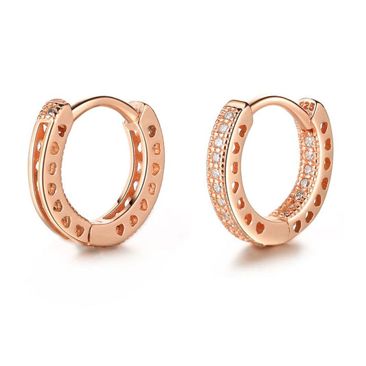 Sparkling Sterling Silver rose gold hoops Earrings