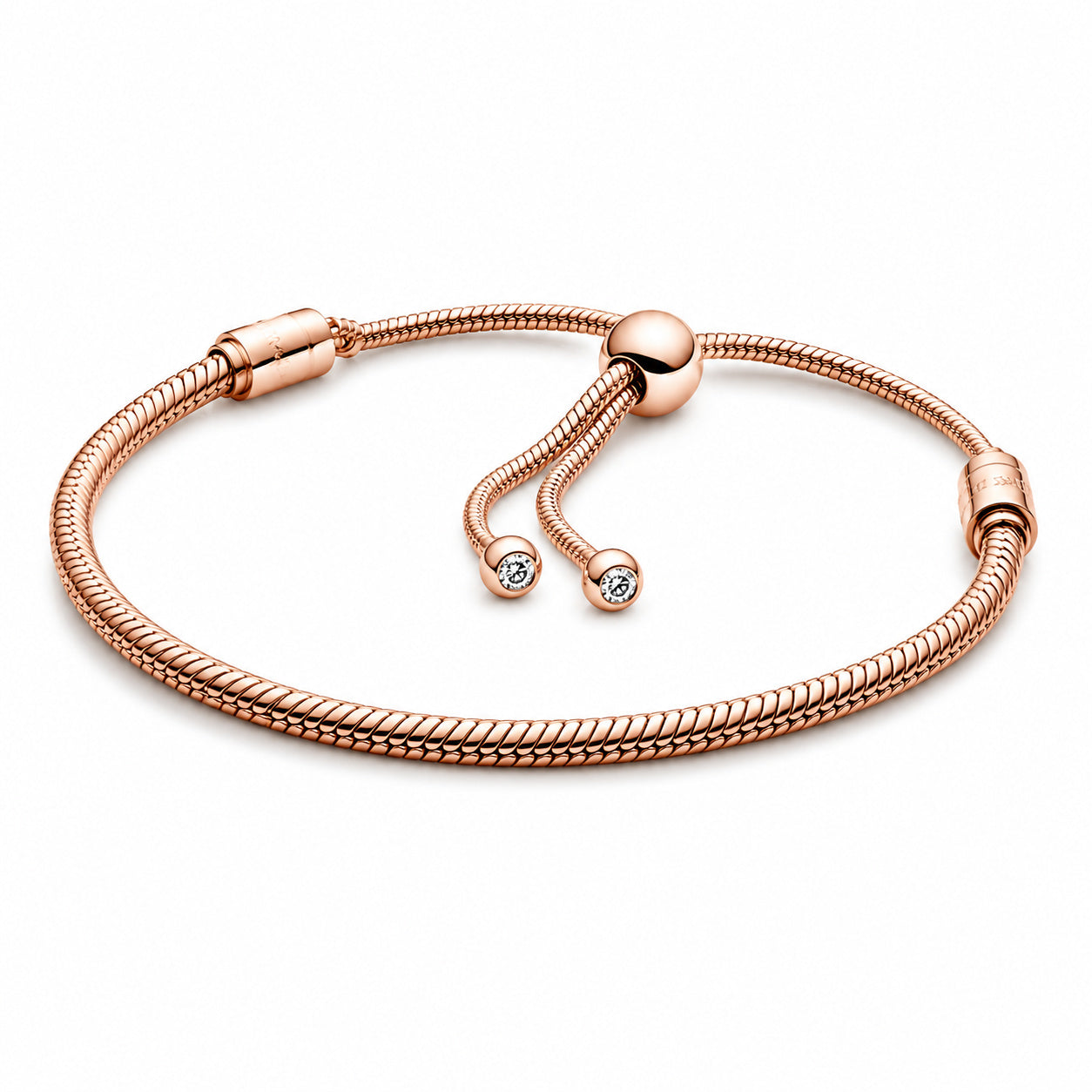 Rose Gold Moments Snake Chain Slider Bracelet Hallmarked S925 Sterling Silver