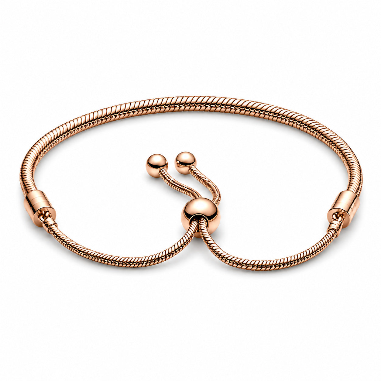 Rose Gold Moments Snake Chain Slider Bracelet Hallmarked S925 Sterling Silver
