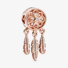 Rose Gold Spiritual Dreamcatcher Charm Hallmarked S925 Sterling Silver