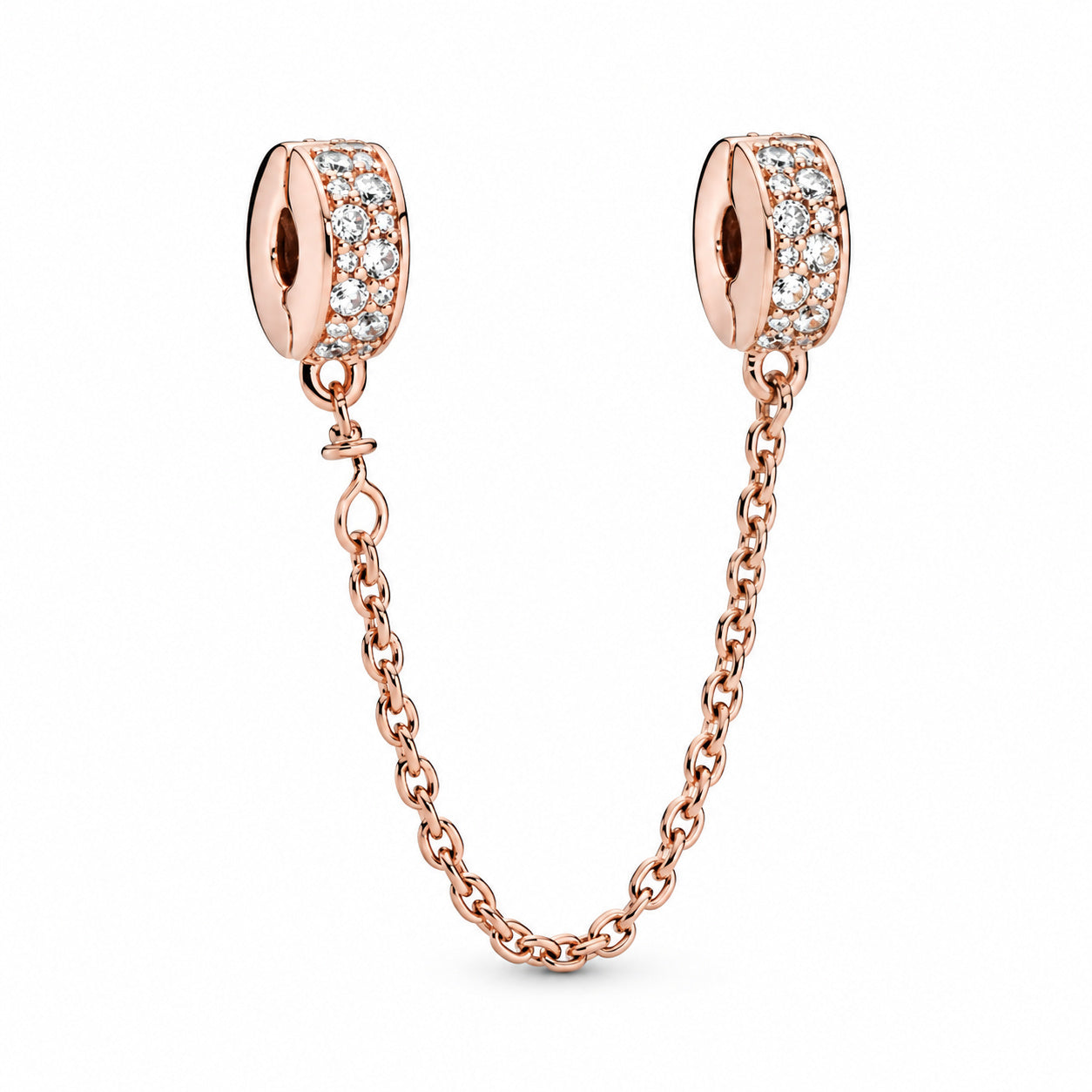 Rose Gold Elegance Safety Chain Charm S925 Sterling Silver