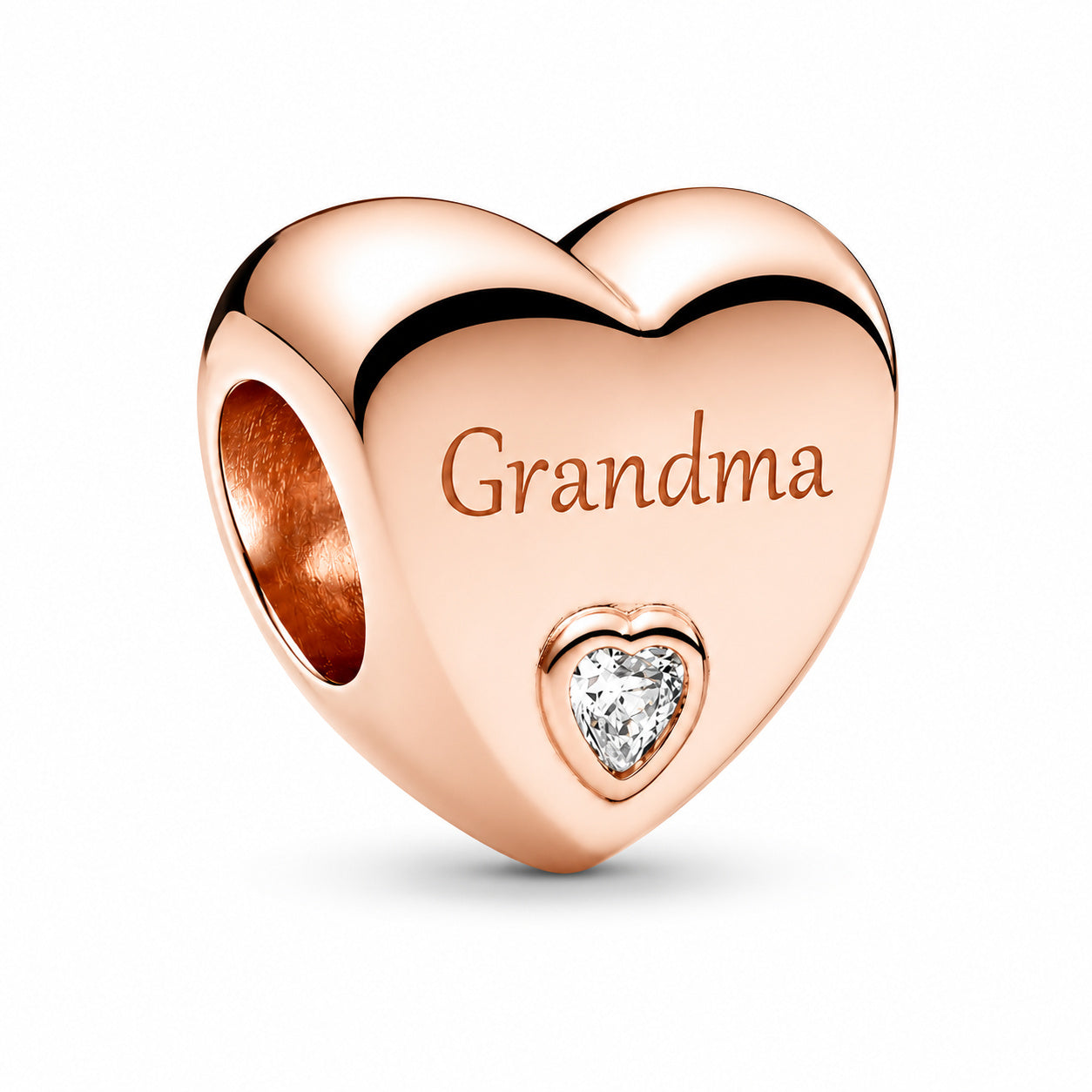 Rose Gold Grandma Heart Charm Hallmarked S925 Sterling Silver