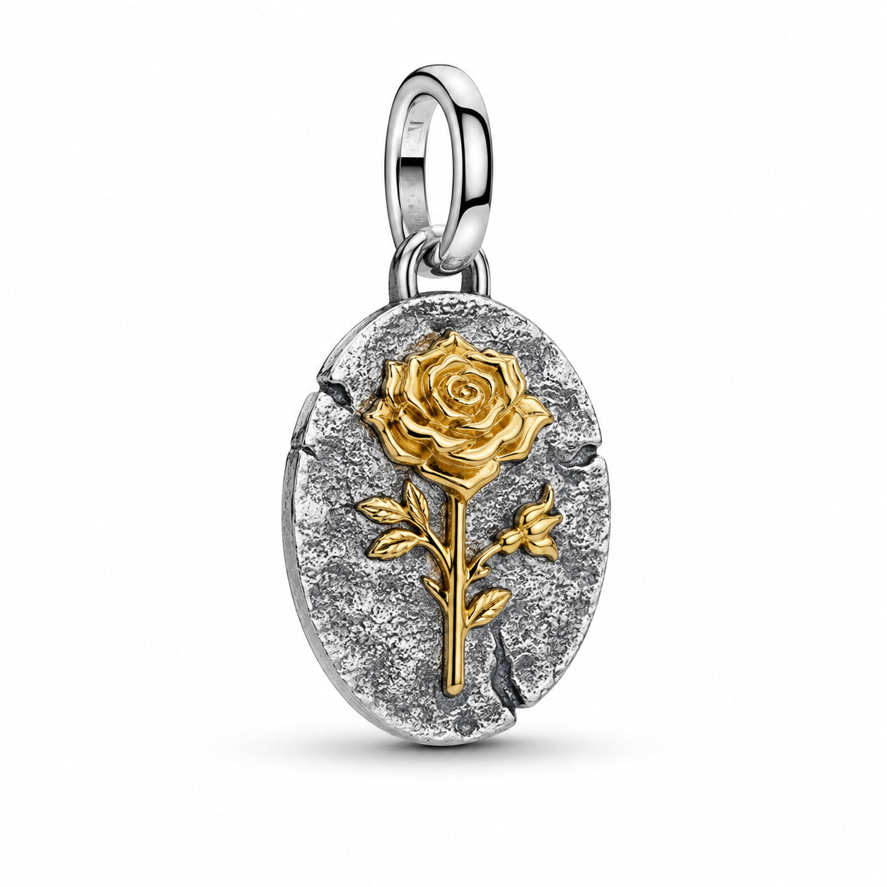 Rose Medallion Charm Hallmarked S925 Sterling Silver