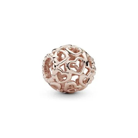 Rose Gold Hearts All Over Charm Hallmarked S925 Sterling Silver