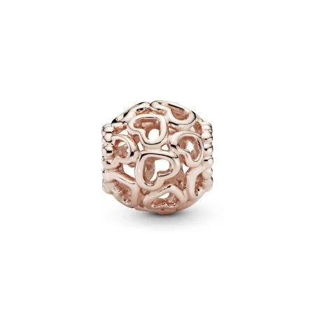 Rose Gold Hearts All Over Charm Hallmarked S925 Sterling Silver
