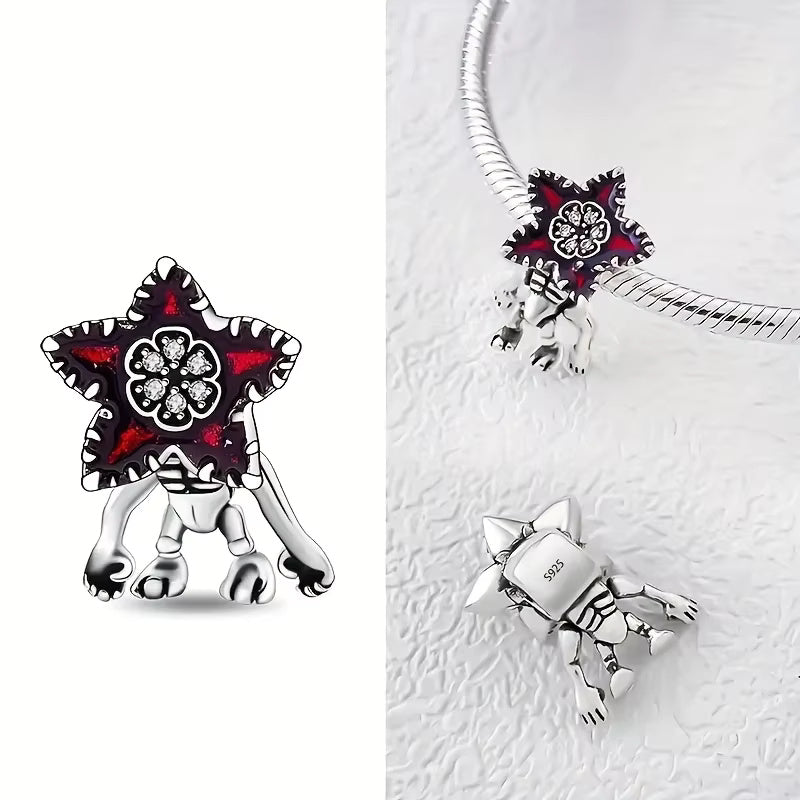 Stranger Things Moveable Demogorgon Charm Hallmarked S925 Sterling Silver