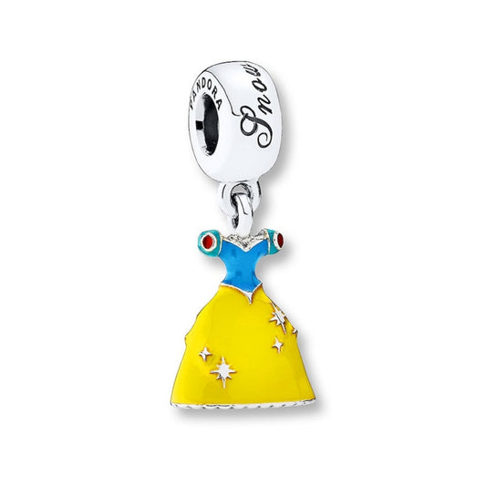 Disney Princess Snow White Dress Dangle Charm Hallmarked S925 Sterling Silver