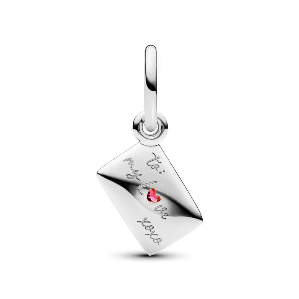 Love Letter Envelope Dangle Charm Hallmarked S925 Sterling Silver