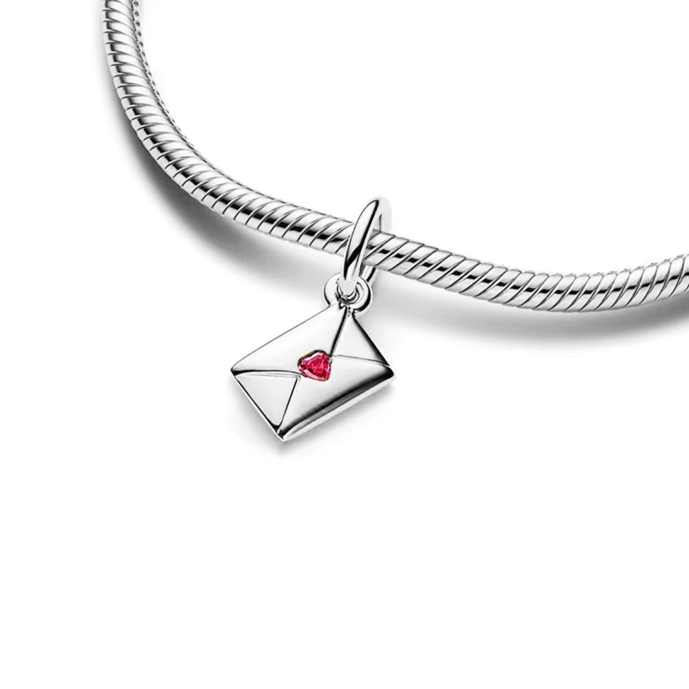 Love Letter Envelope Dangle Charm Hallmarked S925 Sterling Silver