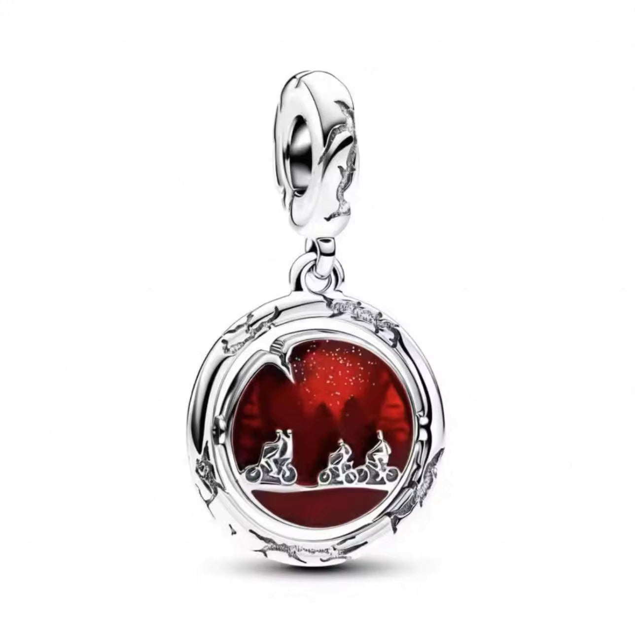 Stranger Things Glow-in-the-dark Upside Down Dangle Charm Hallmarked S925 Sterling Silver