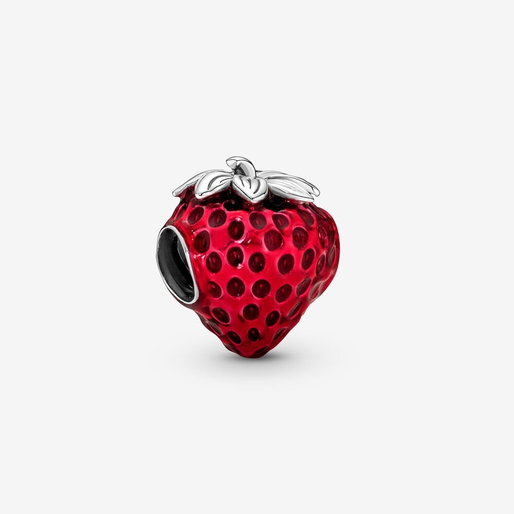 Seeded Strawberry Fruit Charm Hallmarked S925 Sterling Silver