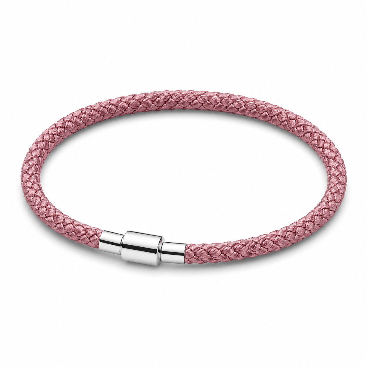 Shimmering Pink Cord Bracelet Hallmarked S925 Sterling Silver