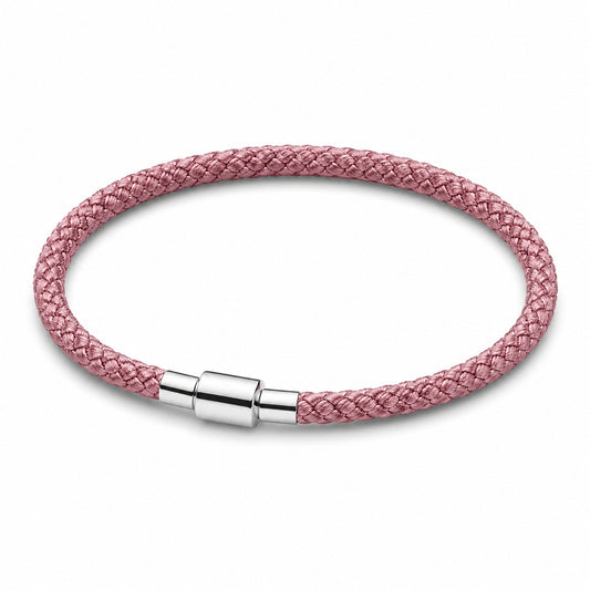 Shimmering Pink Cord Bracelet Hallmarked S925 Sterling Silver