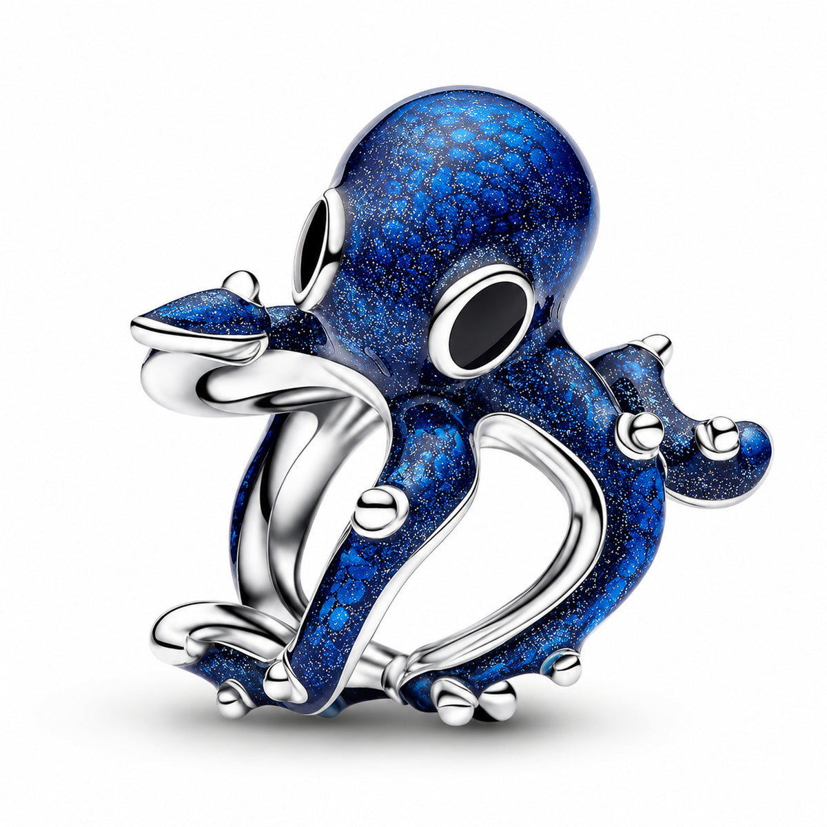 Silver Blue Octopus Charm Hallmarked S925 Sterling Silver