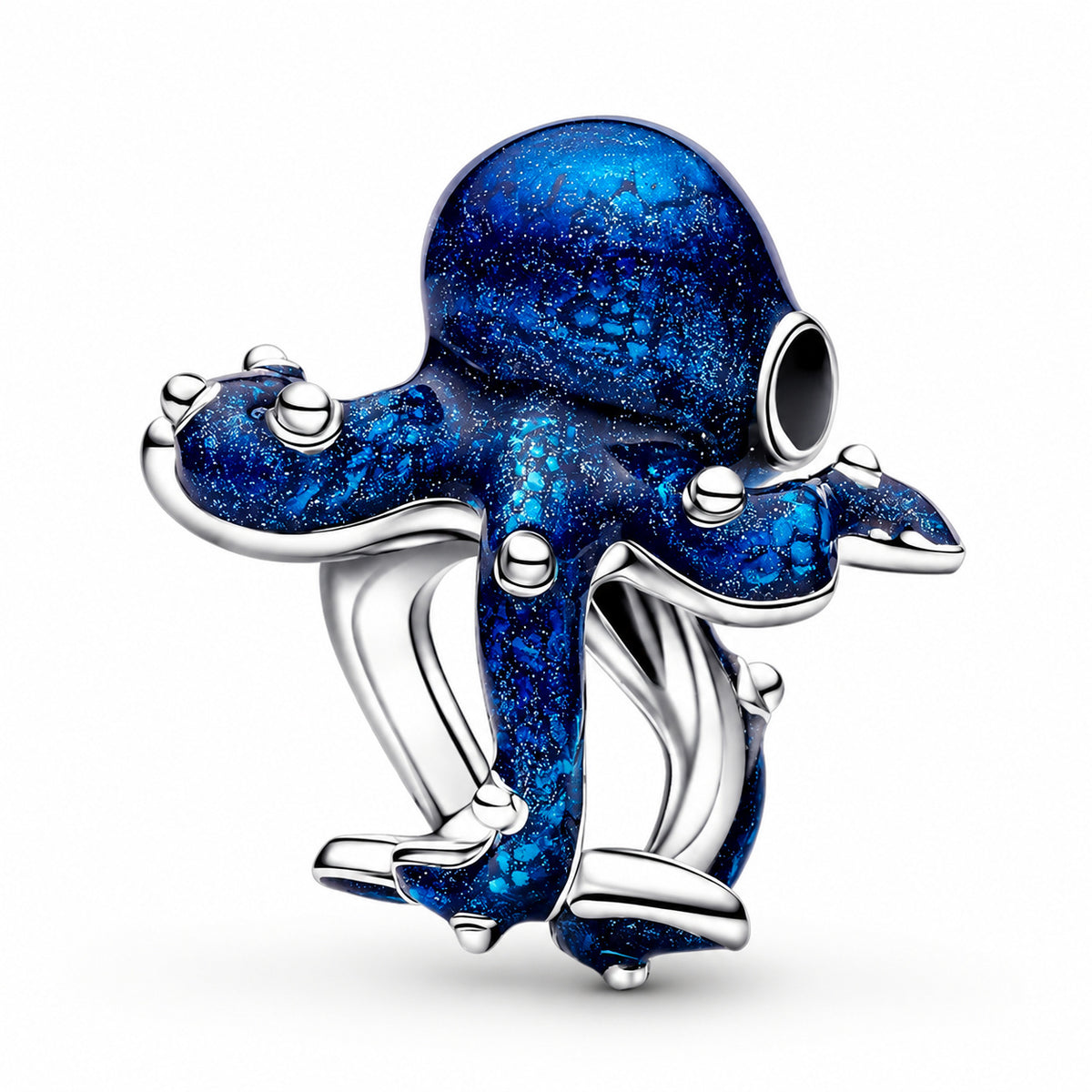 Silver Blue Octopus Charm Hallmarked S925 Sterling Silver