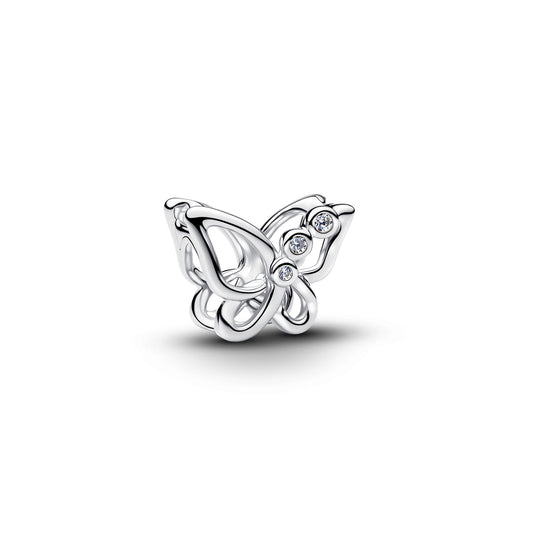 Silver Butterfly Openwork Charm Hallmarked S925 Sterling Silver