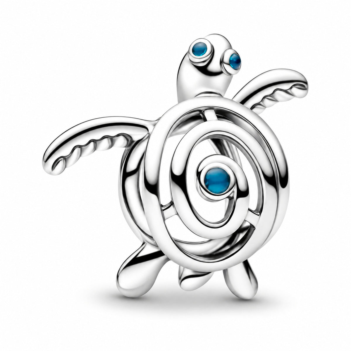 Silver Openwork Sea Turtle Charm Hallmarked S925 Sterling Silver
