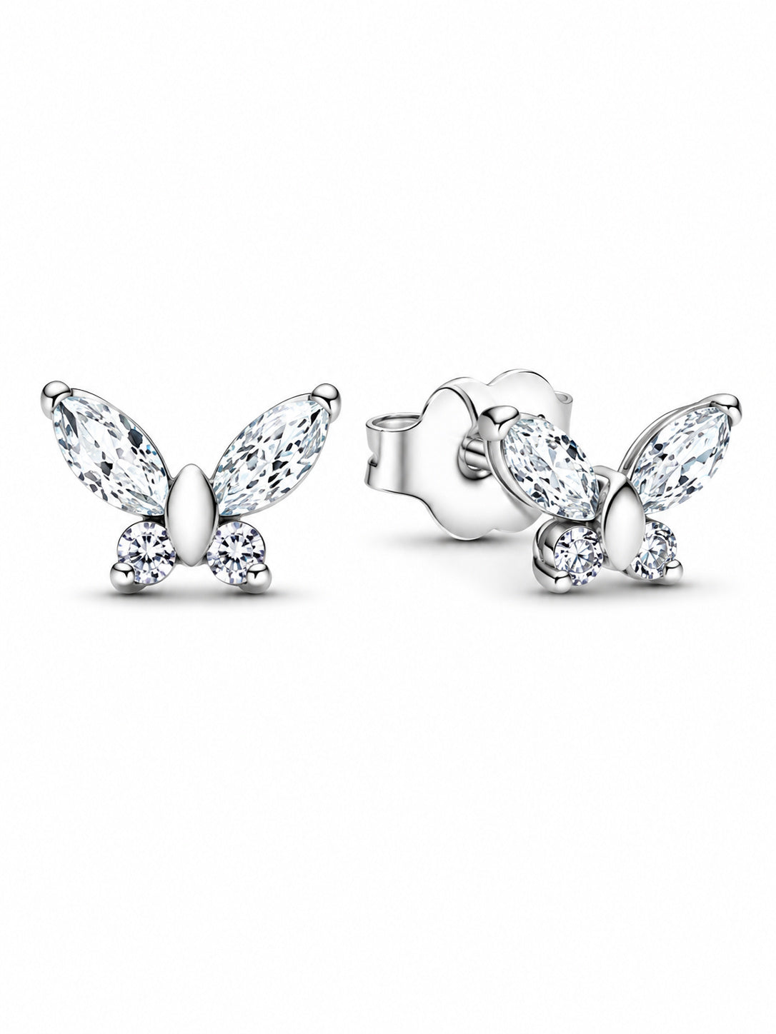 Sterling Silver Sparkling Butterfly Stud Earrings