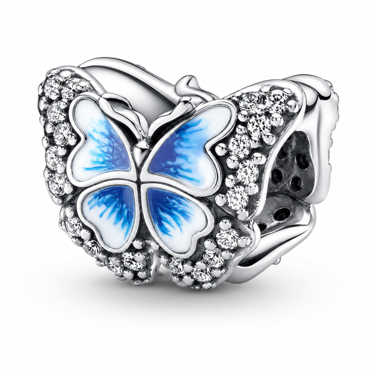 Silver Blue Sparkling Butterfly Charm S925 Sterling Silver
