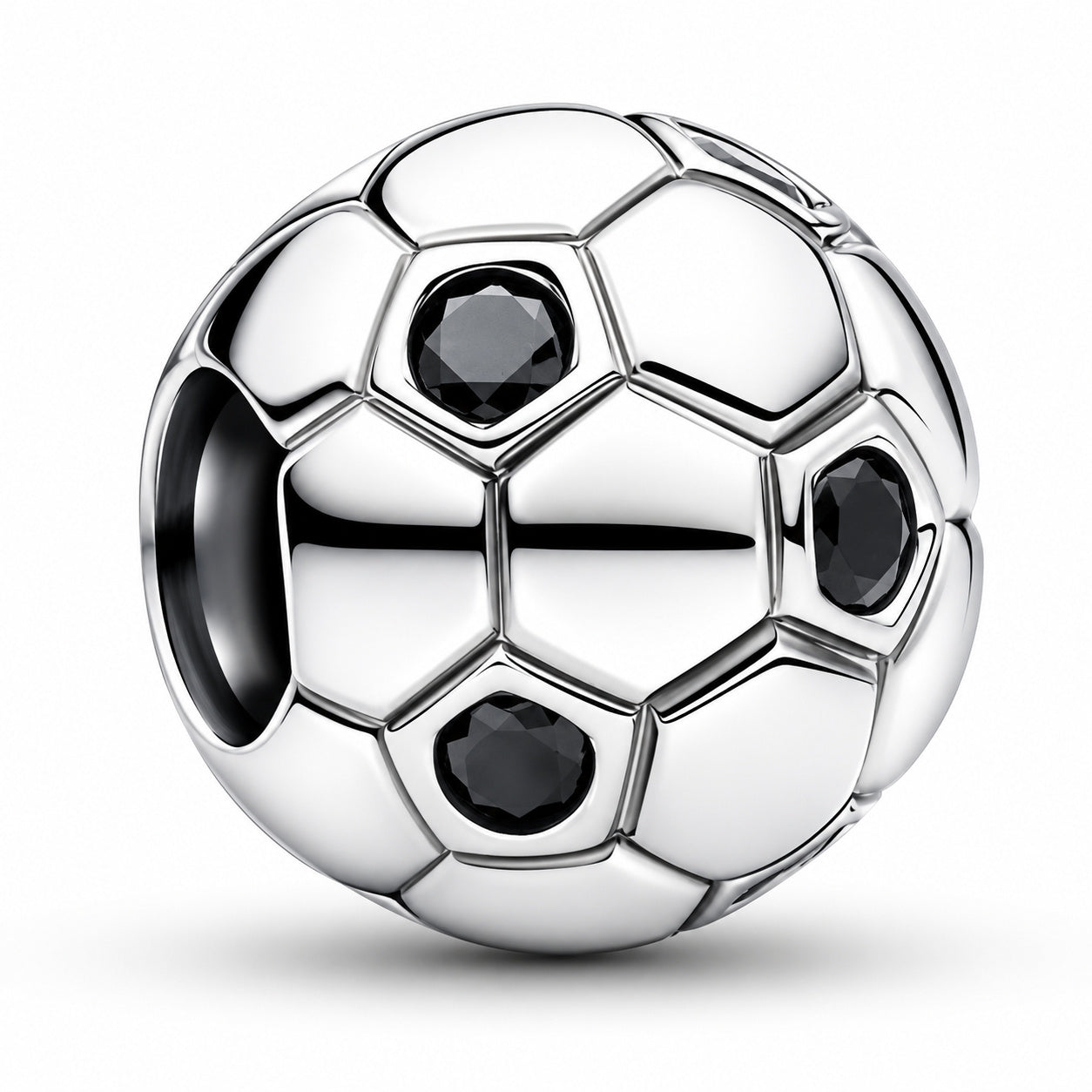 Silver & Crystal Football Charm Hallmarked S925 Sterling Silver