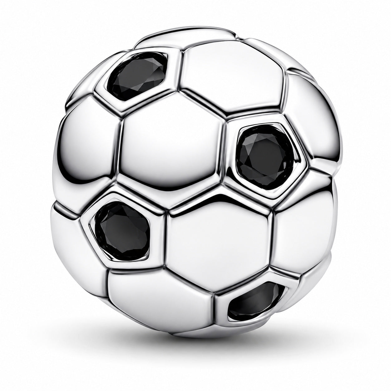Silver & Crystal Football Charm Hallmarked S925 Sterling Silver