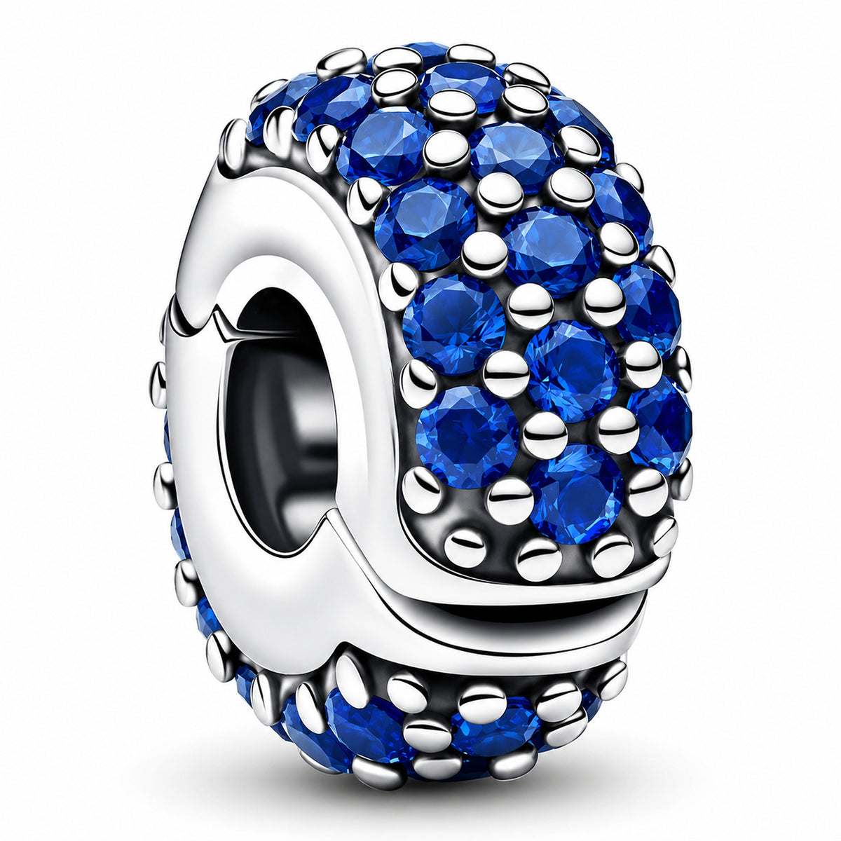 Silver & Royal Blue Stone Clip Charm Hallmarked S925 Sterling Silver