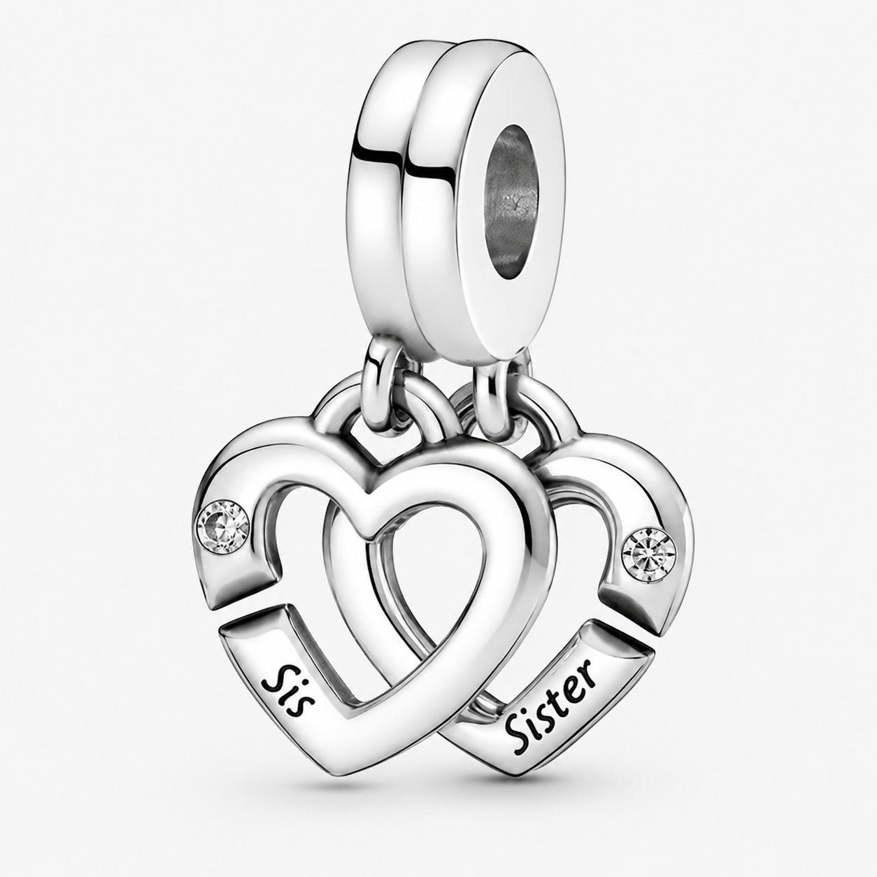 Sisters Heart Dangle Charm S925 Sterling Silver
