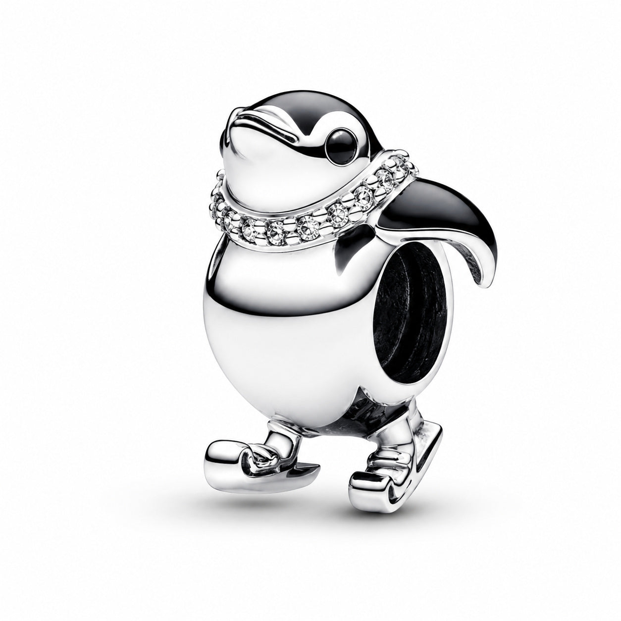 Skiing Penguin Charm Hallmarked S925 Sterling Silver