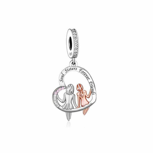 Soul Sisters Forever Friends Dangle Charm Hallmarked S925 Sterling Silver