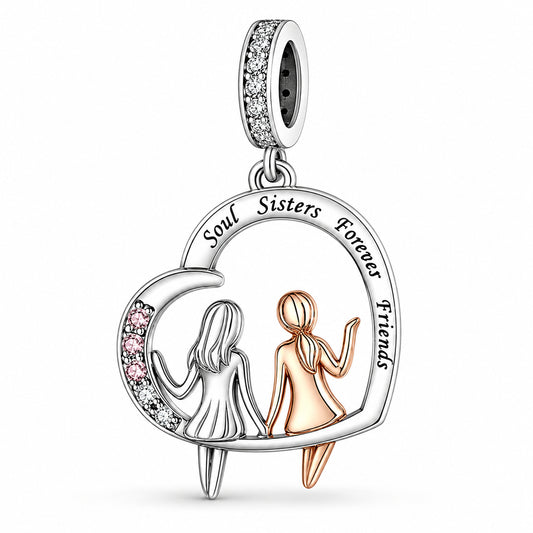 Soul Sisters Forever Friends Dangle Hallmarked S925 Sterling Silver
