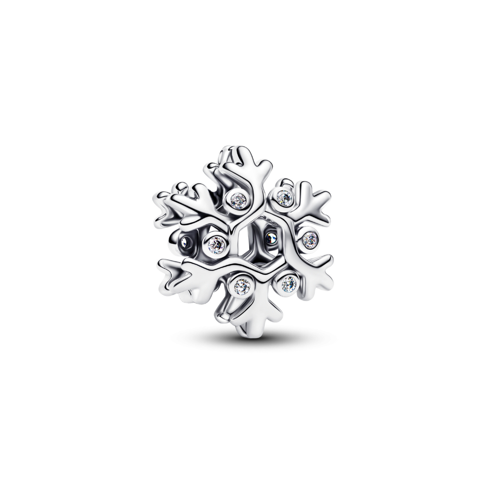 Sparkling Winter Snowflake Christmas Charm Hallmarked S925 Sterling Silver