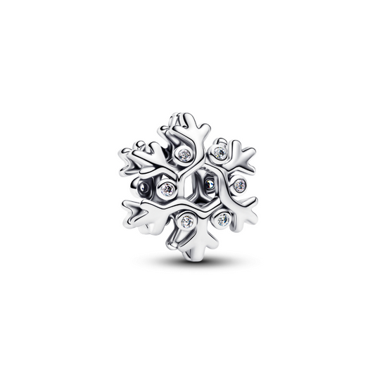 Sparkling Winter Snowflake Christmas Charm Hallmarked S925 Sterling Silver