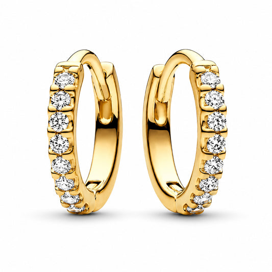 Sparkling Gold Plated Huggie Hoop Earrings