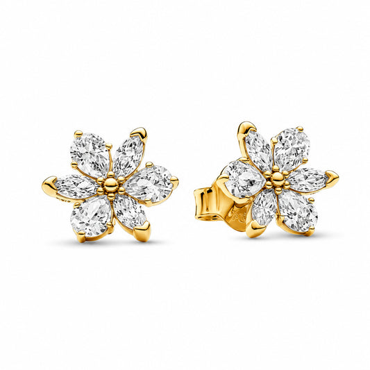 Sparkling Gold Plated Herbarium Cluster Stud Earrings